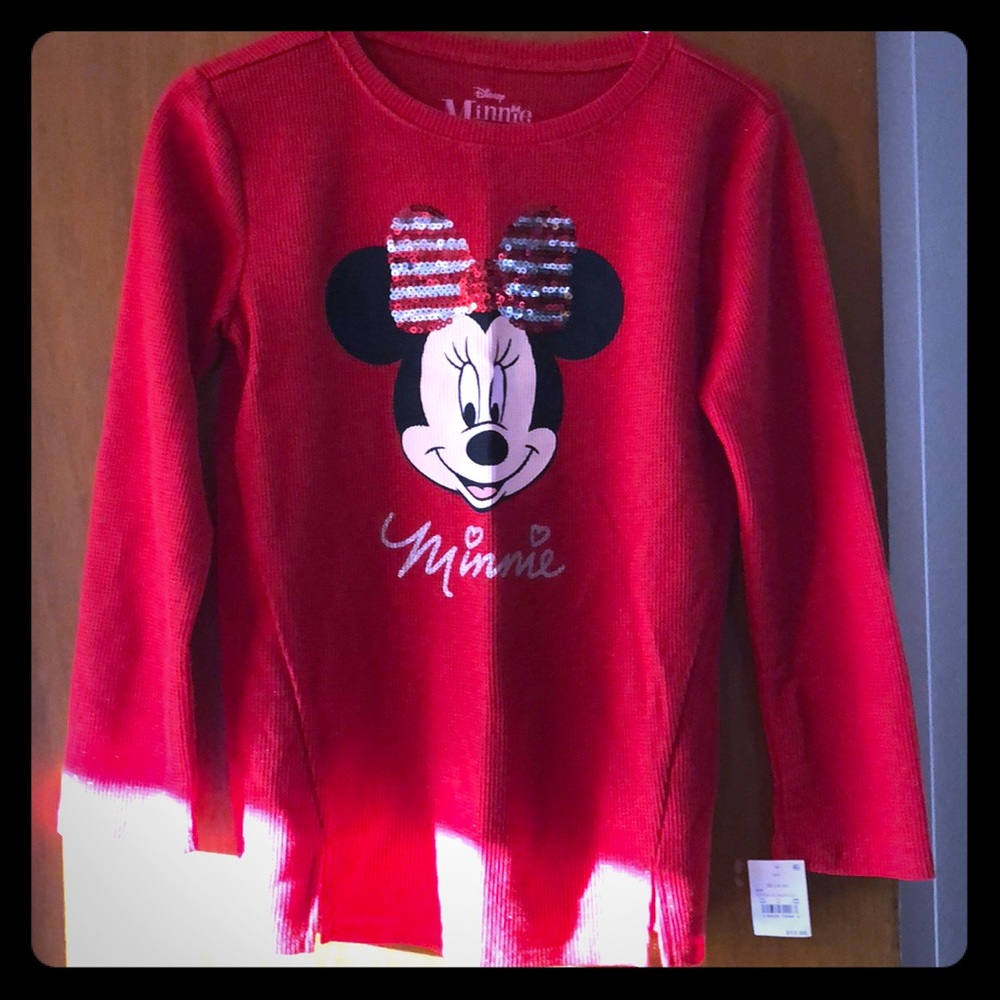 Girls XL 14-16 metallic red sequin Minnie top